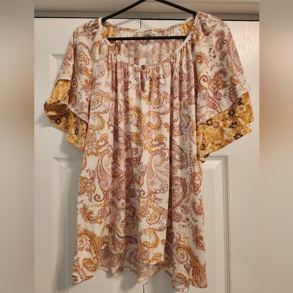 Cato top paisley XL short sleeve